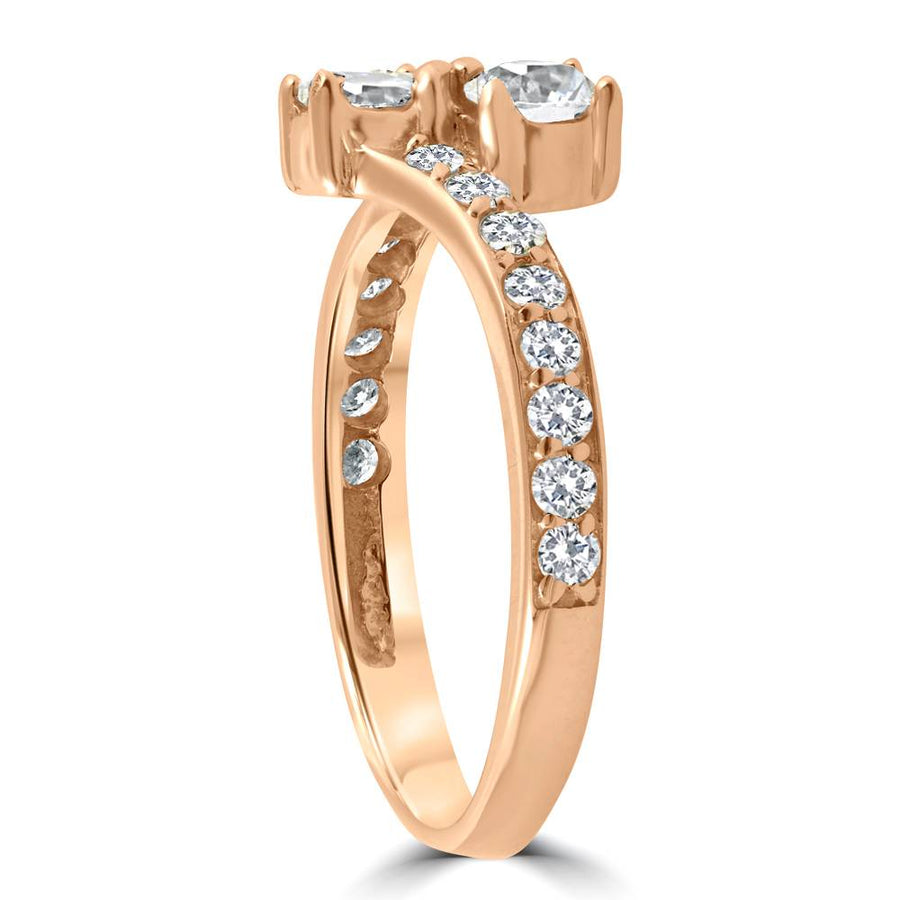 [14K, 1 Carat] Rose Gold Forever 2-Stone Diamond Engagement Ring