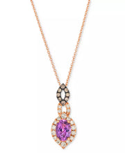 [14K] Rose Gold Grape Amethyst (3/4 Ct. T.W.) & Diamond (1/3 Ct. T.W.) Halo Necklace