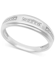 [14K] White Gold Men's Diamond Accent Wedding Band