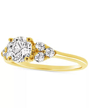 [14K, 1 Ct. T.W.] Gold Diamond Shoulder Cluster Engagement Ring