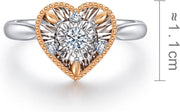 [18K] White & Rose Gold Brilliant Heart Shaped Ring