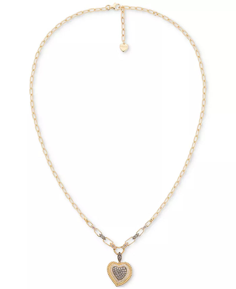 [14K, 3/4 Ct. T.W.] Yellow Gold Godiva Diamond Heart Necklace