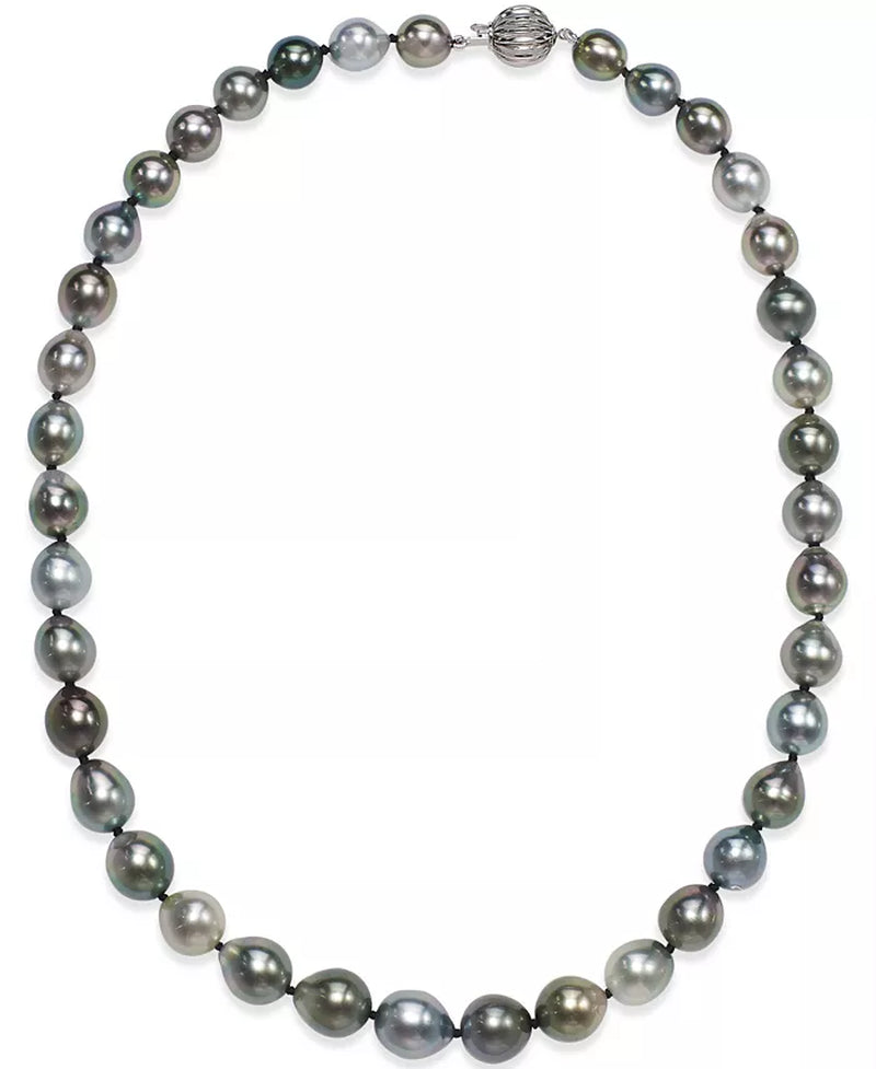 [14K, 8-10Mm] White Gold Tahitian Multicolor Pearl Strand Necklace