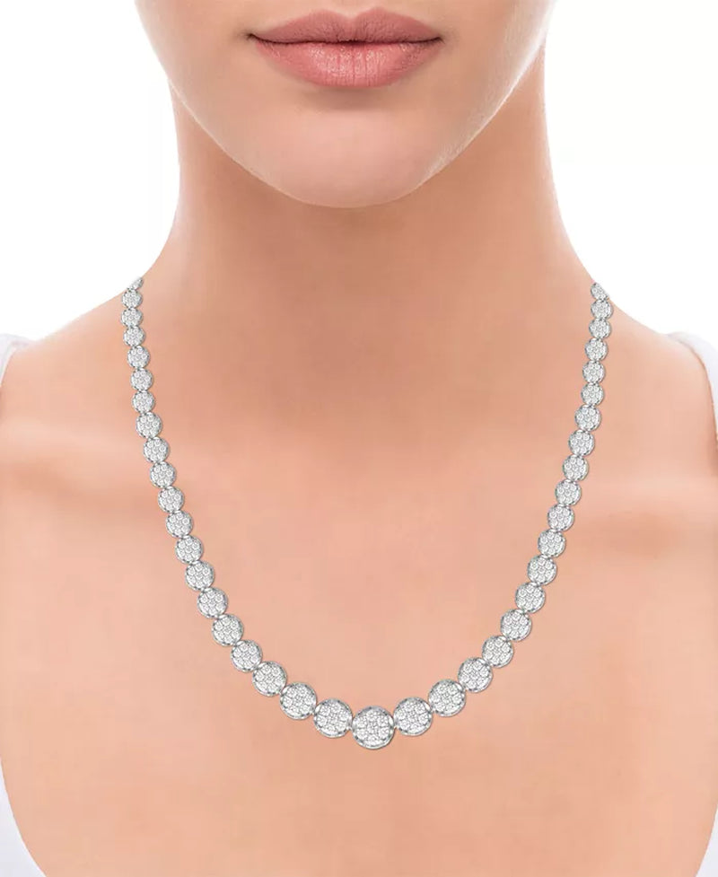 [14K, 5 Ct. T.W.] White Gold Diamond Cluster Necklace