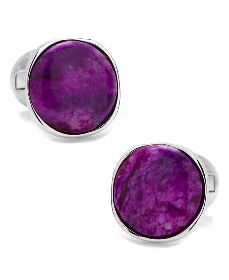 Sterling Silver Classic Round Sugilite Nebula Cufflinks