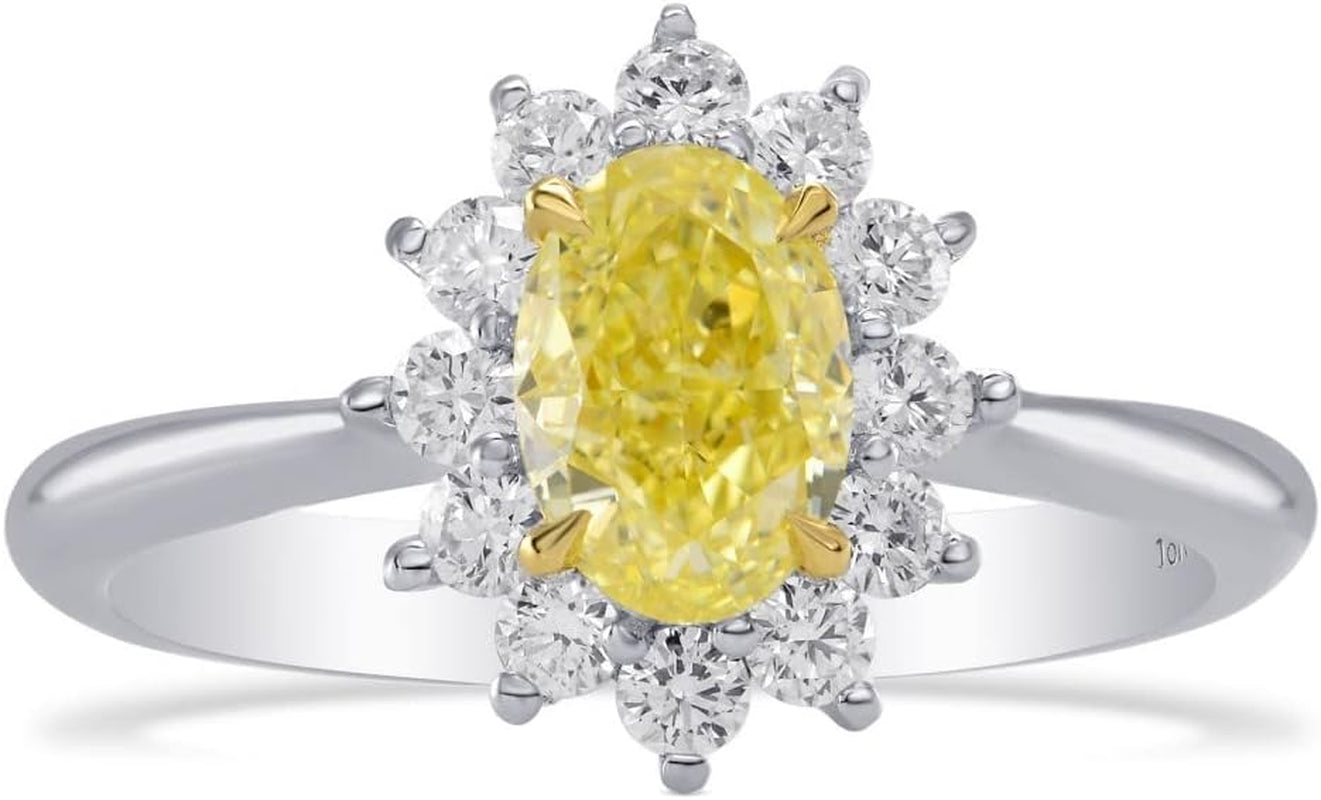 Yellow Diamond Engagement Halo Ring Set