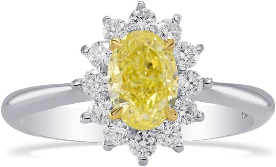 Yellow Diamond Engagement Halo Ring Set