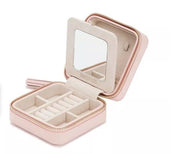 WOLF Caroline Zip Travel Case Jewelry Box in Pink Leather - NEW - RETAIL $129