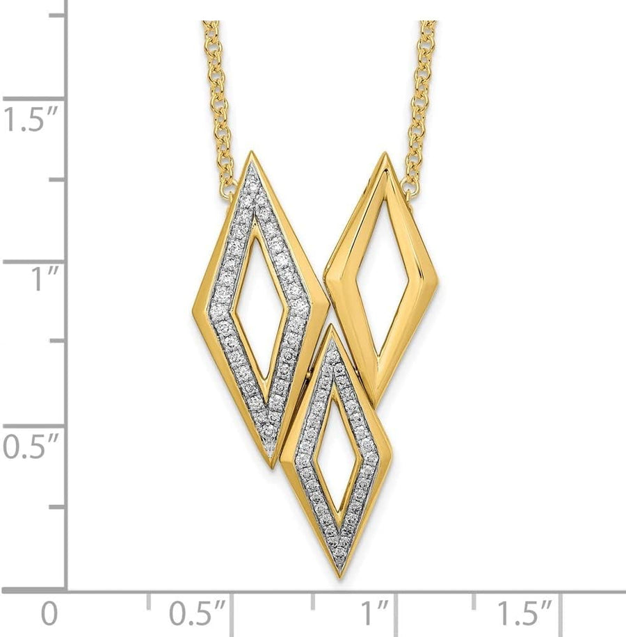 [14K, 0.32Ct] Yellow Gold Polished Fancy Diamond Necklace