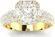 Princess Halo Style Baguette Diamond Engagement Ring