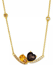 [14K] Gold Multi-Gemstone (2-1/4 Ct. T.W.) & Diamond (1/4 Ct. T.W.) Pear & Heart 19" Statement Necklace