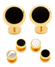 Double Sided round Beveled Cufflink and Stud Set