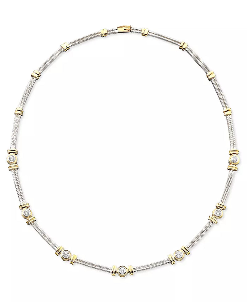 [14K, 1 Ct. T.W.] White & Yellow Gold Diamond Necklace