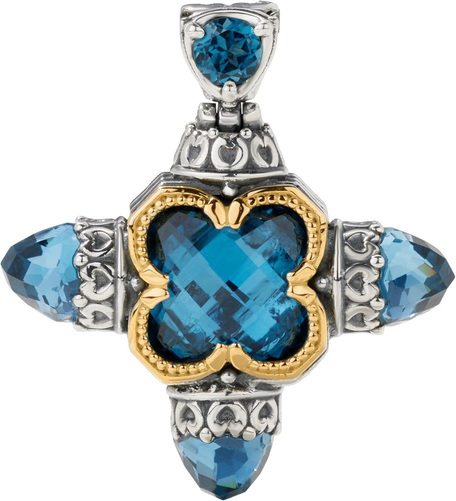 [18K] Yellow Gold Sterling Silver Blue Spinel & London Blue Topaz Pendant