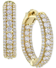 [14K, 2-3/4 Ct. T.W.] White or Yellow Gold Diamond In & Out Hoop Earrings