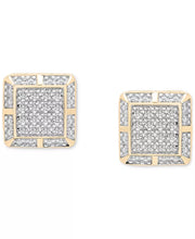 [14K, 1/3 Ct. T.W.] Gold-Plated Sterling Silver Diamond Square Cluster Stud Earrings