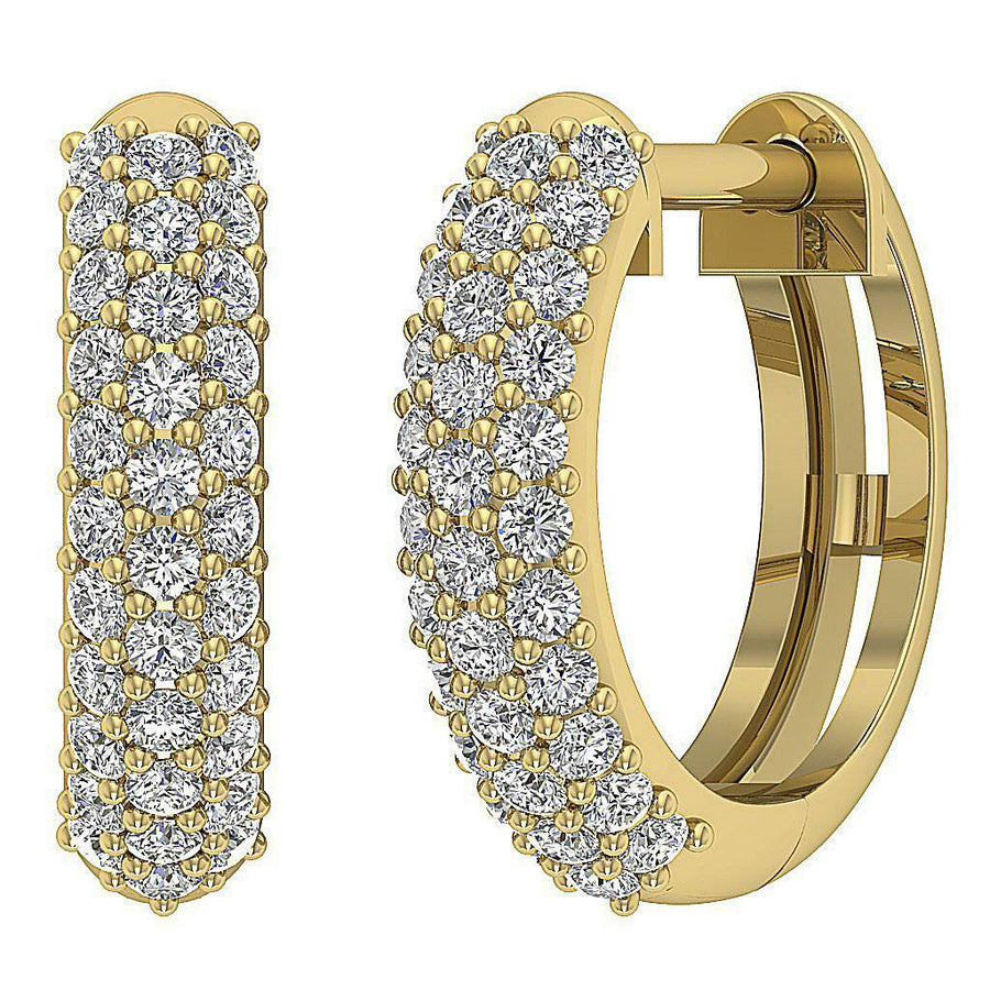 [14K. 1/2 Ct] White / Yellow / Rose Gold Hoops Natural Diamond Pave Earring