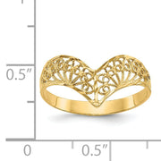 [14K] Yellow Gold Polished Diamond-Cut Filigree Ring 