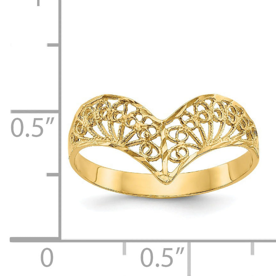 [14K] Yellow Gold Polished Diamond-Cut Filigree Ring 