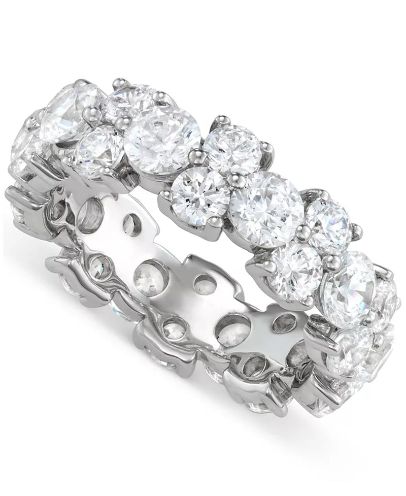 [14K, 5 Ct. T.W.] White Gold Diamond Cluster Eternity Band