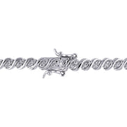 [1 Ct, 7.25"] Sterling Silver & Diamond Bracelet