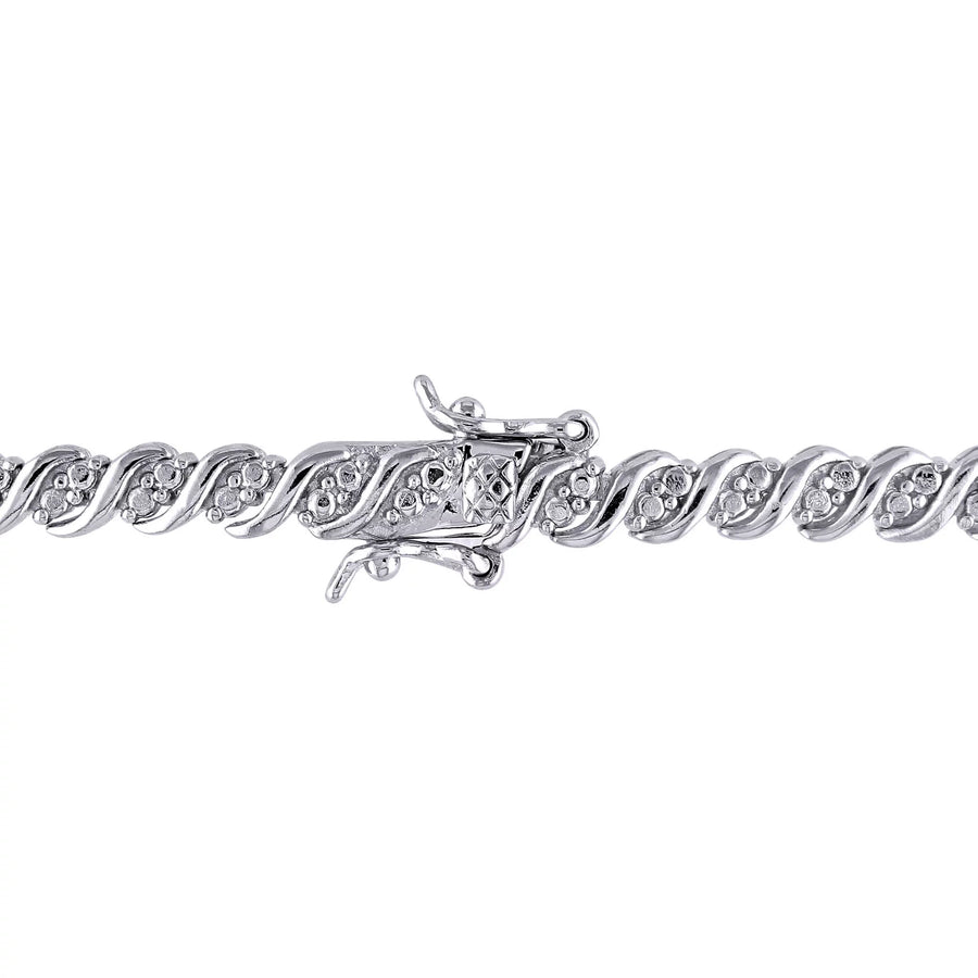 [1 Ct, 7.25"] Sterling Silver & Diamond Bracelet