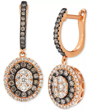 [14K, 1 Ct. T.W.] Strawberry Gold Chocolate Diamond & Nude Diamond Drop Earrings