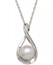 [14K] Gold Cultured Freshwater Pearl & Diamond Accent Pendant Necklace