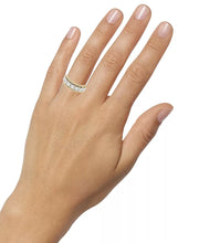 [14K, 1 Ct. T.W.] Two-Tone Gold Diamond Three Row Band