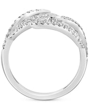 [14K, 1-1/10 Ct. T.W.] White Gold Diamond Leaf Bypass Ring