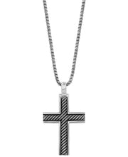 Men's Sterling Silver & Black Rhodium Cross 22" Pendant Necklace