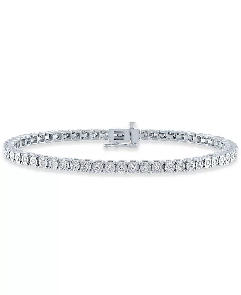 [14K, 1 Ct. T.W.] Gold-Plated Sterling Silver Diamond Tennis Bracelet