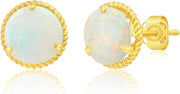 Roped Halo Gemstone round Stud Earrings