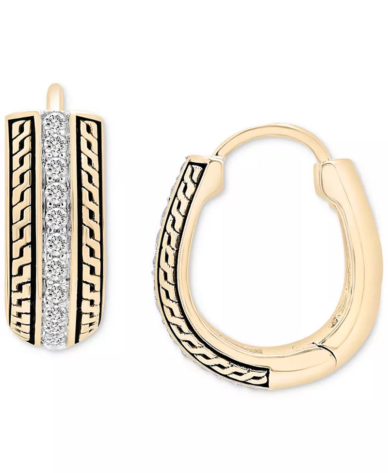 Men'S Diamond Thick Hoop Earrings (1/4 Ct. T.W.) in 14K Gold-Plated Sterling Silver, 1/2"