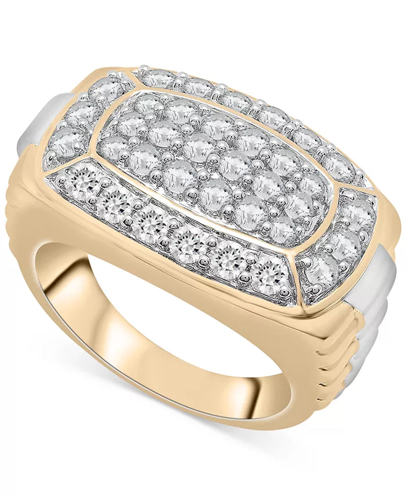 [10K, 2 Ct. T.W.] Gold Men's Diamond Cluster Two-Tone Ring