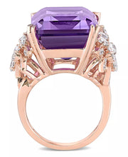 [14K] Rose Gold Amethyst (20 Ct. T.W.) & Diamond (1-3/4 Ct. T.W.) Floral Ring