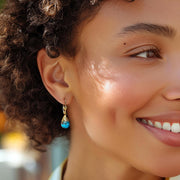 [14K] Yellow Gold Floating Turquoise Drop Earrings