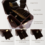 Time Resistance Leather Jewelry Box | Full Grain Leather Jewellery Organizer ...