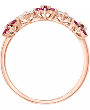 Ruby (3/8 Ct. T.W.) & Diamond (1/6 Ct. T.W.) Flower Band in 14K Rose Gold