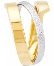 [10K] Two-Tone Gold Crisscross Open Style Statement Ring