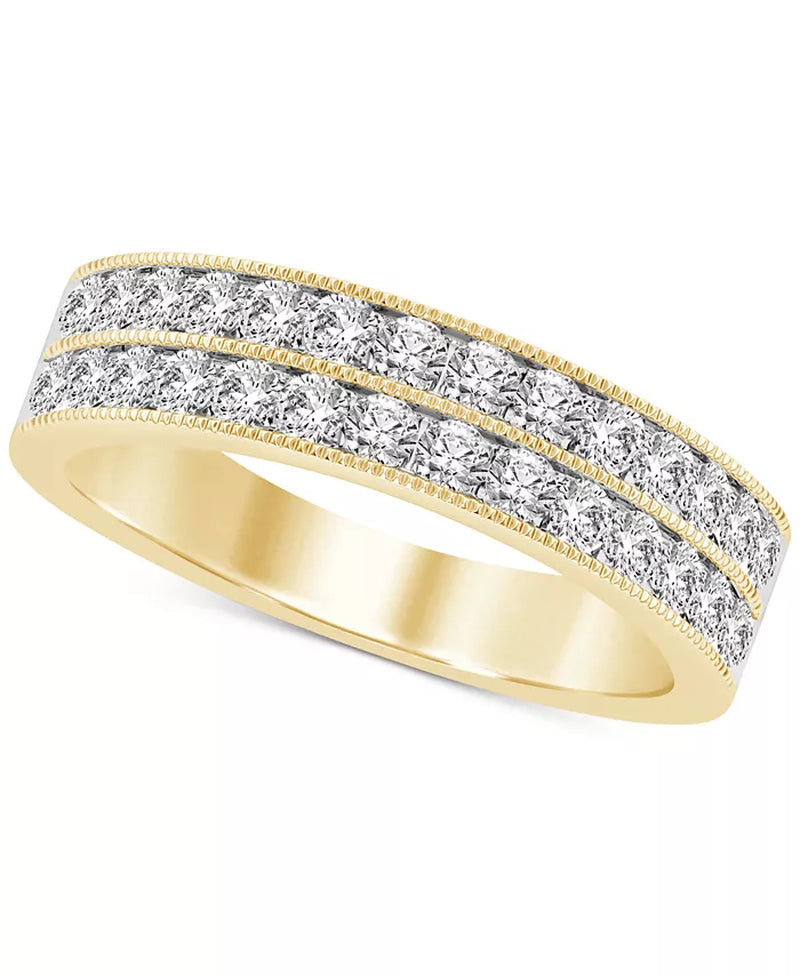 [14K, 1/2 Ct. T.W.] White Gold Diamond Two-Row Band