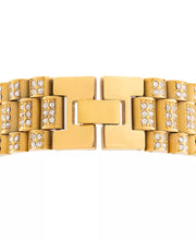 Men's Gold-Tone Ion-Plated Stainless Steel Crystal Watch Link Bracelet