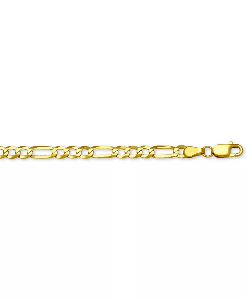 [14K, 4Mm] Solid  Gold Figaro Link 18" Chain Necklace