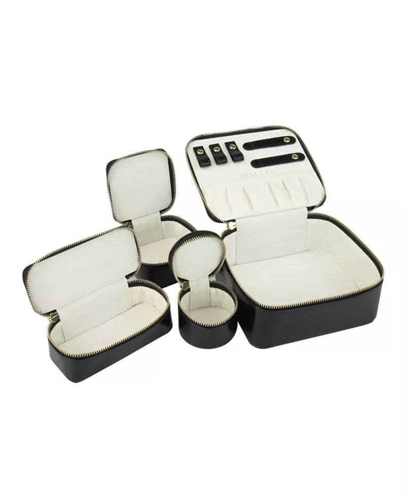 Bento Box Leather Nesting Travel Jewelry Case