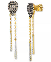 [14K. 3/4 Ct. T.W.] Gold Chocolatierâ® Diamond & Vanilla Diamond Pear Cluster Dangle Drop Earrings