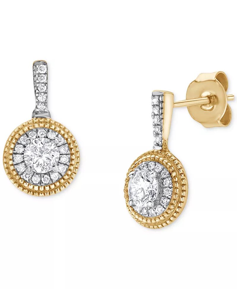 [10K, 1/2 Ct. T.W.] Yellow Gold Diamond Drop Earrings