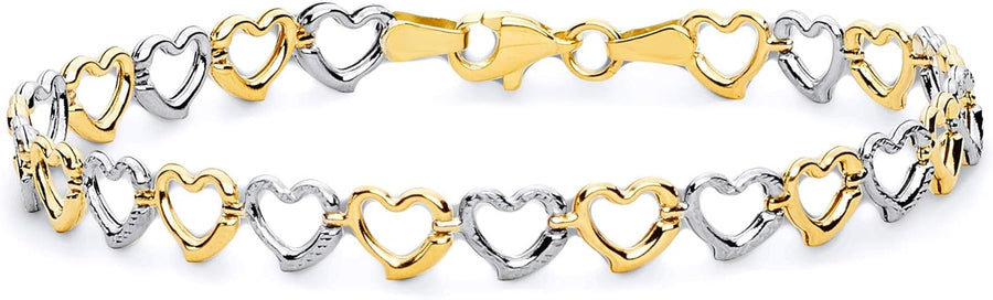 2 Tone Polished Heart Bracelet 