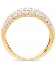 [14K, 1 Ct. T.W.] Two-Tone Gold Diamond Three Row Band