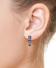 [14K] Yellow Gold  Blue Sapphire (4-1/3 Ct. T.W.) & Diamond (1/4 Ct. T.W.) Drop Earrings