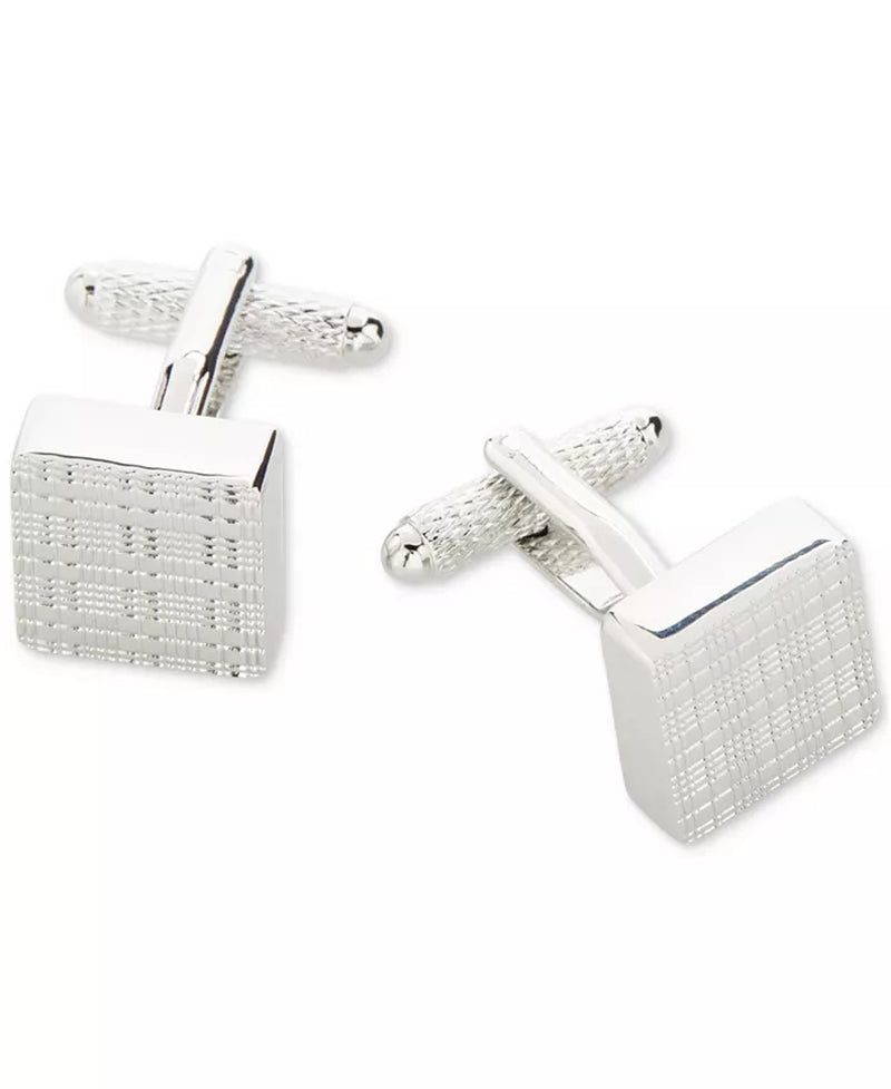 Perry Ellis Silver Plaid Cufflinks